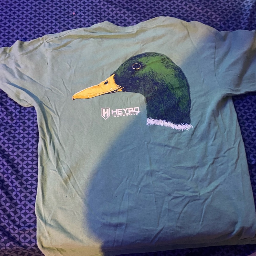 Heybo Green T-Shirt SIZE ADULT MEDIUM With Duck On The Back